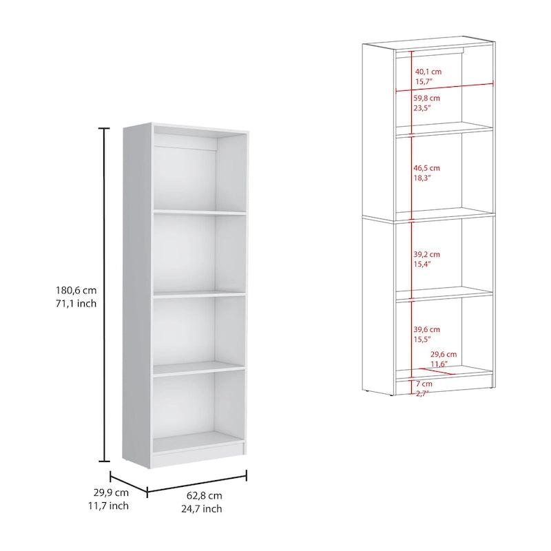 Juego de 3 libreros modulares de 4 estantes, blanco/multicolor/negro, montaje entre 3 personas