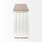 Madera maciza color marrón claro y blanco con aparador de 4 puertas de gabinete - 73W x 17D x 32H
