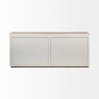 Madera maciza color marrón claro y blanco con aparador de 4 puertas de gabinete - 73W x 17D x 32H