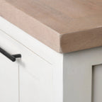 Madera maciza color marrón claro y blanco con aparador de 4 puertas de gabinete - 73W x 17D x 32H