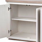 Madera maciza color marrón claro y blanco con aparador de 4 puertas de gabinete - 73W x 17D x 32H