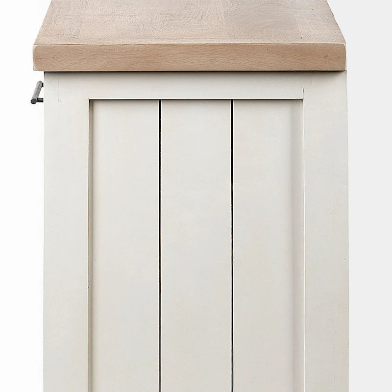 Madera maciza color marrón claro y blanco con aparador de 4 puertas de gabinete - 73W x 17D x 32H