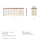 Madera maciza color marrón claro y blanco con aparador de 4 puertas de gabinete - 73W x 17D x 32H
