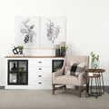 Bourchier White w/Black Trim & Medium Brown Top Solid Wood Sideboard - 75.0L x 20.8W x 34.3H