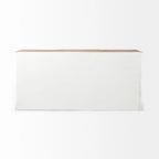 Aparador blanco y negro con tablero de madera marrón – 2 armarios de cristal y 4 cajones