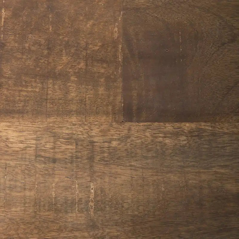 Aparador blanco y negro con tablero de madera marrón – 2 armarios de cristal y 4 cajones