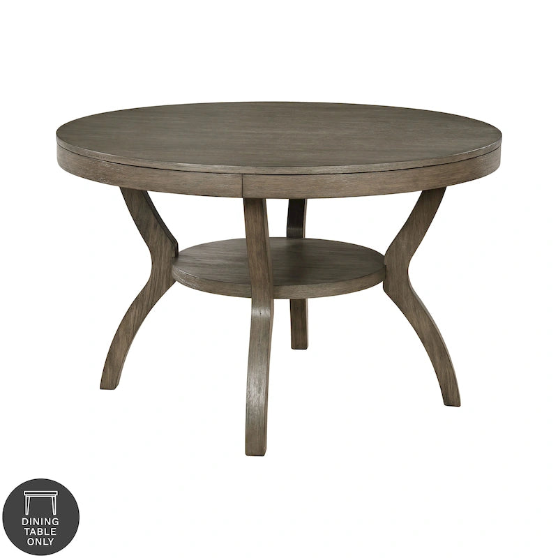 Mesa de comedor redonda rústica de madera gris de 48 pulgadas