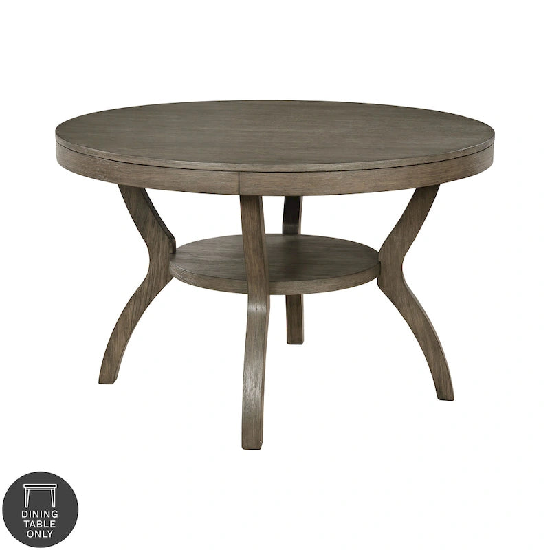 Mesa de comedor redonda rústica de madera gris de 48 pulgadas