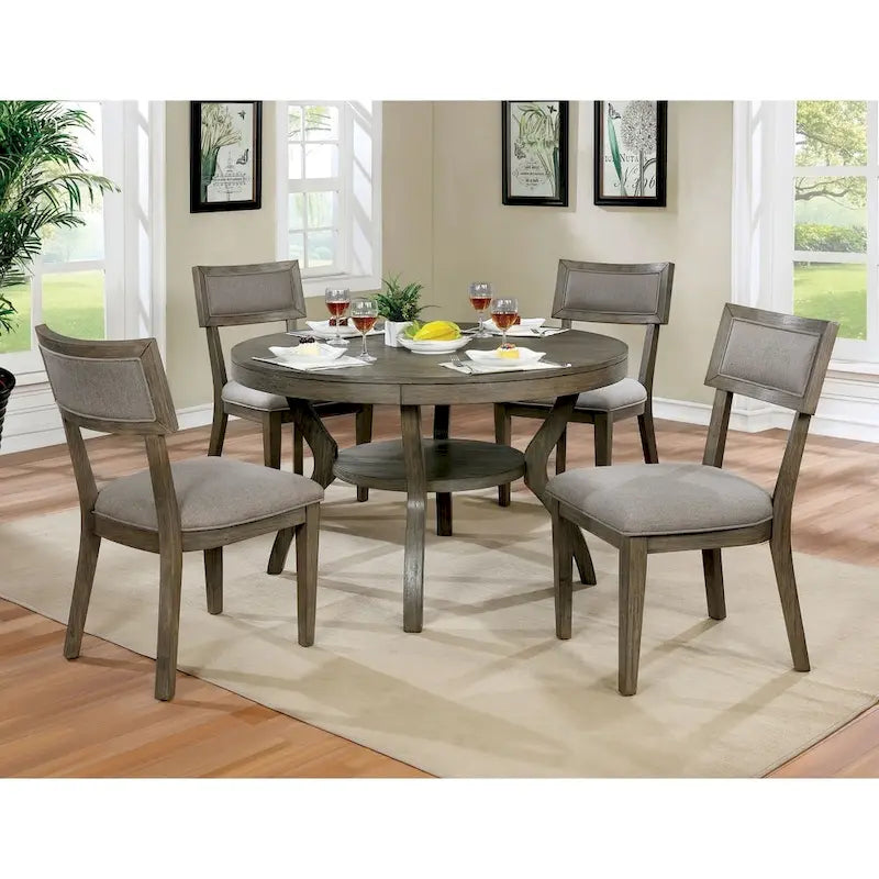 Mesa de comedor redonda rústica de madera gris de 48 pulgadas