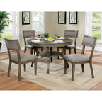 Mesa de comedor redonda rústica de madera gris de 48 pulgadas