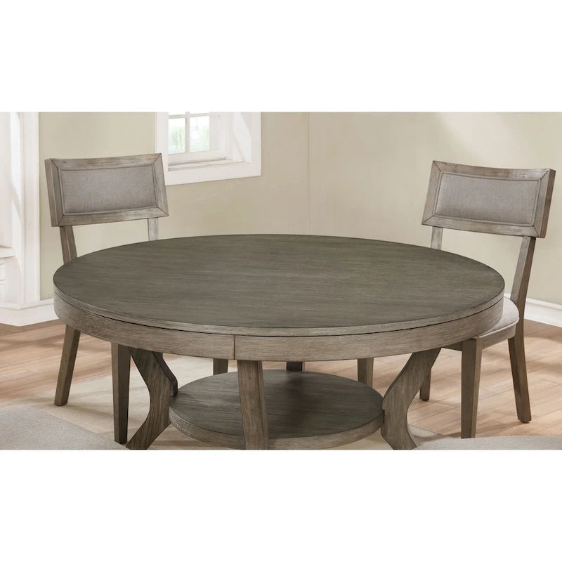 Mesa de comedor redonda rústica de madera gris de 48 pulgadas
