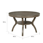 Mesa de comedor redonda rústica de madera gris de 48 pulgadas