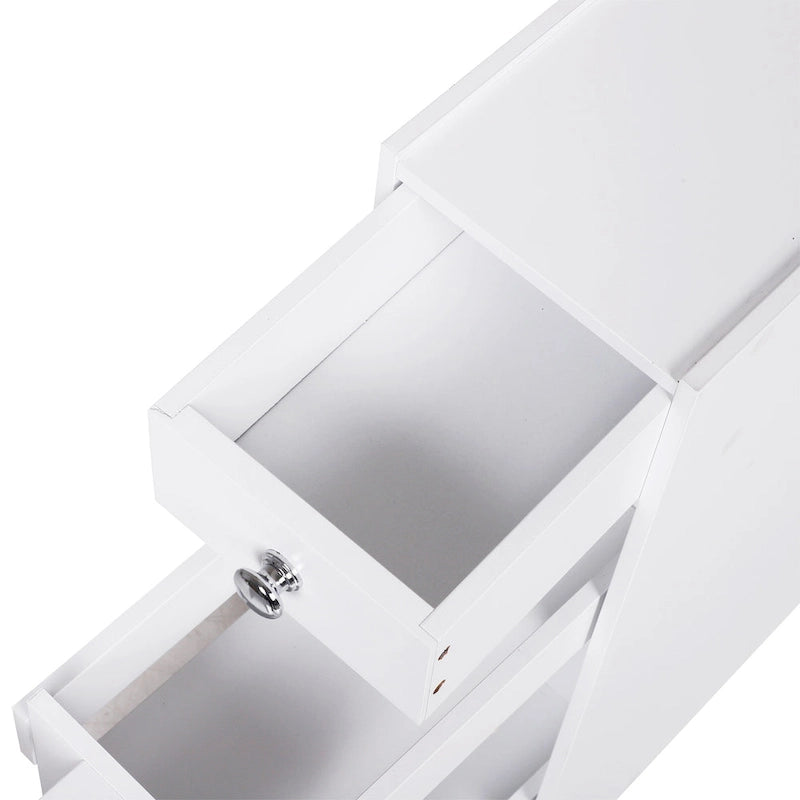 Mueble bajo con ruedas extraíble, blanco y estrecho, con cajones, de un solo uso