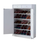 Zapatero de madera blanca con 2 puertas, con capacidad para hasta 15 pares