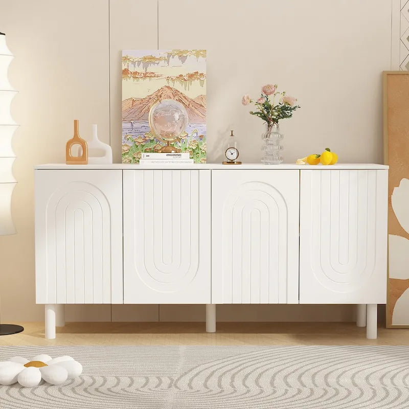Aparador con 4 puertas, mesa auxiliar tipo buffet - 63.2W