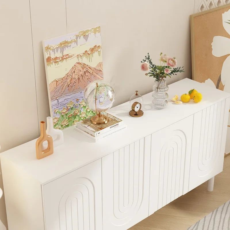 Aparador con 4 puertas, mesa auxiliar tipo buffet - 63.2W