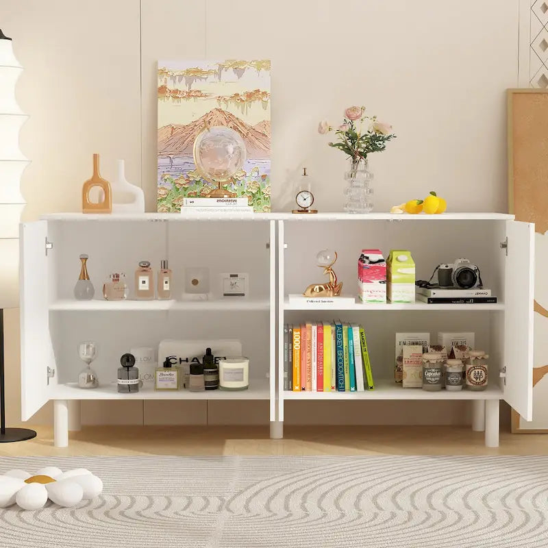 Aparador con 4 puertas, mesa auxiliar tipo buffet - 63.2W