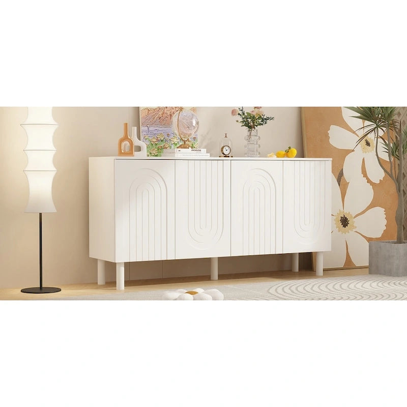 Aparador con 4 puertas, mesa auxiliar tipo buffet - 63.2W