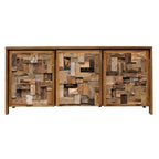 Armario de lino de 3 puertas con acabado natural marrón – Madera de teca reciclada