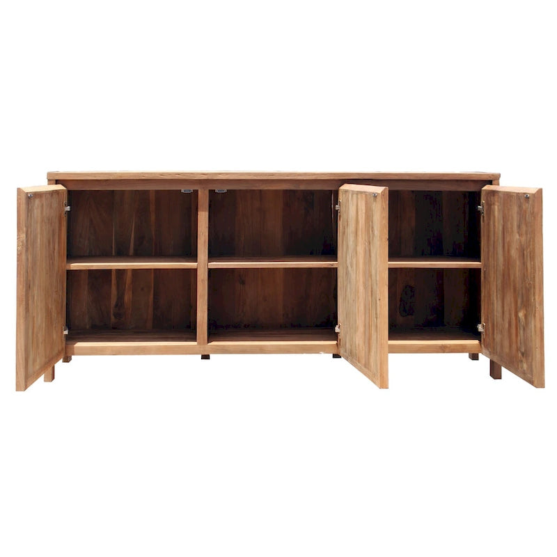 Armario de lino de 3 puertas con acabado natural marrón – Madera de teca reciclada