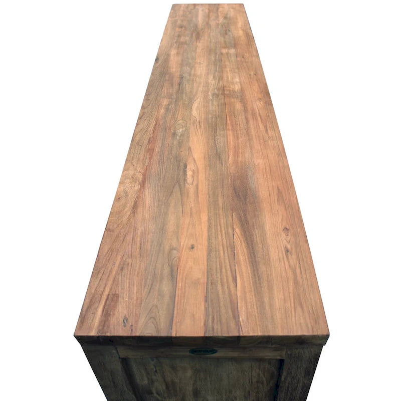 Armario de lino de 3 puertas con acabado natural marrón – Madera de teca reciclada