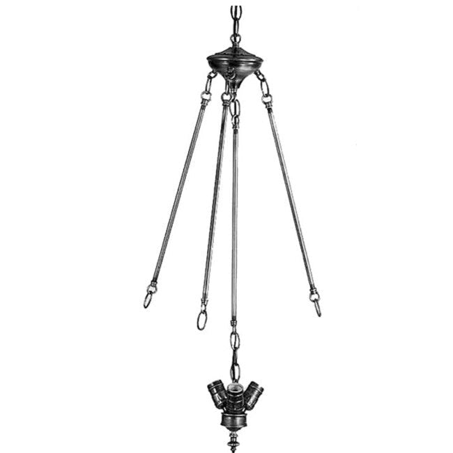 Colgante de techo Pewter con 3 luces en racimo invertido, altura regulable, individual