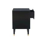Mesita de noche geométrica negra de 2 cajones para 1