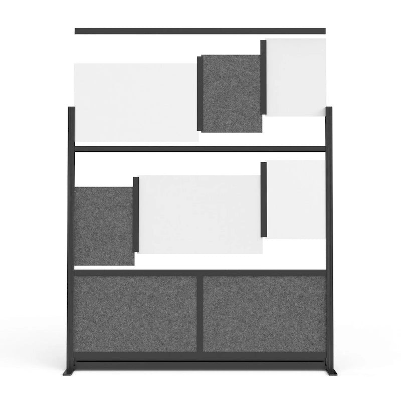 Divisor de ambiente modular negro brillante complementario para pared, 2 personas (70" x 70")
