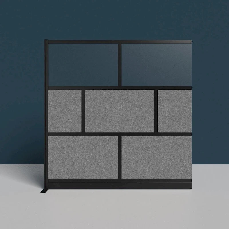 Divisor de ambiente modular negro brillante complementario para pared, 2 personas (70" x 70")