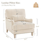 Sillón moderno tapizado, estructura de madera maciza con cojín lumbar, para sala de estar