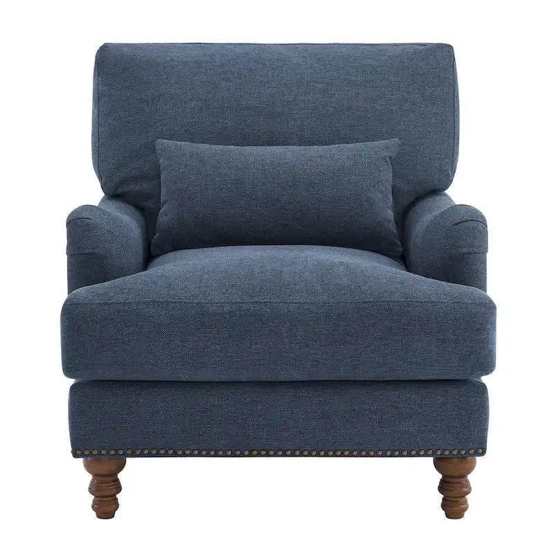 Sillón moderno tapizado, estructura de madera maciza con cojín lumbar, para sala de estar