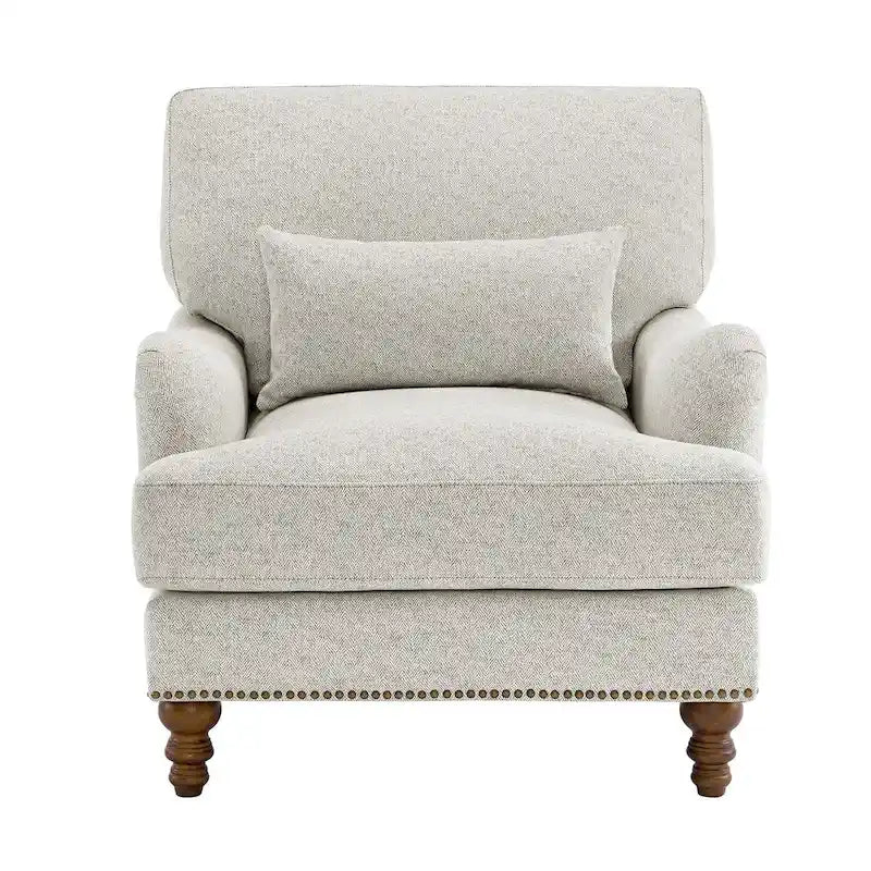 Sillón moderno tapizado, estructura de madera maciza con cojín lumbar, para sala de estar