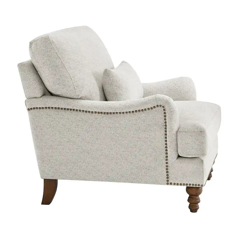 Sillón moderno tapizado, estructura de madera maciza con cojín lumbar, para sala de estar