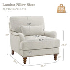 Sillón moderno tapizado, estructura de madera maciza con cojín lumbar, para sala de estar