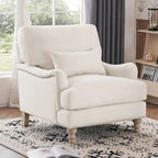 Sillón moderno tapizado, estructura de madera maciza con cojín lumbar, para sala de estar