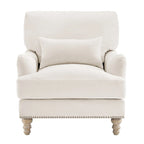 Sillón moderno tapizado, estructura de madera maciza con cojín lumbar, para sala de estar