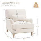 Sillón moderno tapizado, estructura de madera maciza con cojín lumbar, para sala de estar