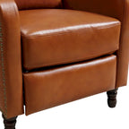 Sillón reclinable de cuero con respaldo pushback, cómodo para sala de estar