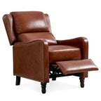 Sillón reclinable de cuero con respaldo pushback, cómodo para sala de estar