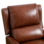 Sillón reclinable de cuero con respaldo pushback, cómodo para sala de estar
