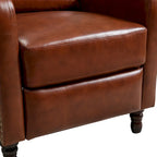 Sillón reclinable de cuero con respaldo pushback, cómodo para sala de estar