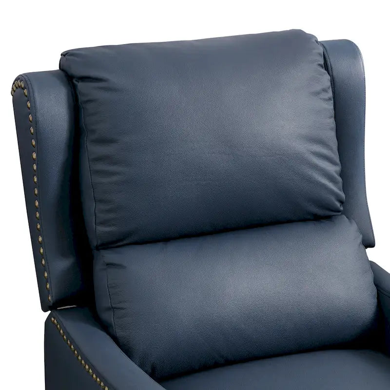 Sillón reclinable de cuero con respaldo pushback, cómodo para sala de estar
