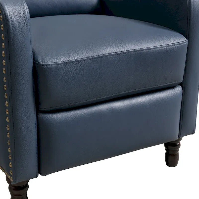 Sillón reclinable de cuero con respaldo pushback, cómodo para sala de estar