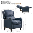 Sillón reclinable de cuero con respaldo pushback, cómodo para sala de estar