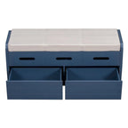 Banco de Almacenamiento con Cajones Blanco/Azul Marino/Espresso/Madera Natural – Asiento para 2 Personas