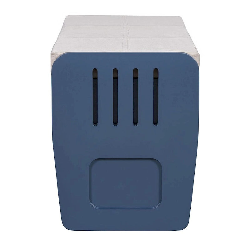 Banco de Almacenamiento con Cajones Blanco/Azul Marino/Espresso/Madera Natural – Asiento para 2 Personas