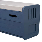 Banco de Almacenamiento con Cajones Blanco/Azul Marino/Espresso/Madera Natural – Asiento para 2 Personas