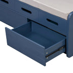 Banco de Almacenamiento con Cajones Blanco/Azul Marino/Espresso/Madera Natural – Asiento para 2 Personas