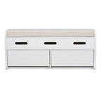 Banco de Almacenamiento con Cajones Blanco/Azul Marino/Espresso/Madera Natural – Asiento para 2 Personas