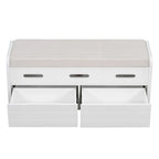 Banco de Almacenamiento con Cajones Blanco/Azul Marino/Espresso/Madera Natural – Asiento para 2 Personas